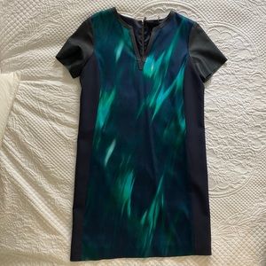 Elle Tahari silk and leather dress